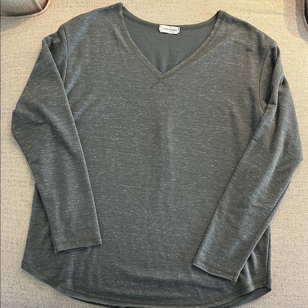 First Love Olive Green Ribbed Top